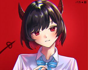 Preview wallpaper girl, demon, glance, anime