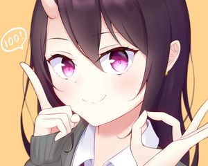 Preview wallpaper girl, demon, horn, glance, anime