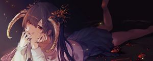 Preview wallpaper girl, demon, horns, pomegranates, anime, art
