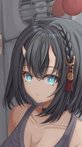 Preview wallpaper girl, demon, horns, glance, anime