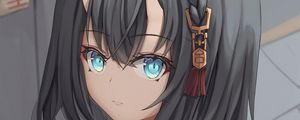 Preview wallpaper girl, demon, horns, glance, anime