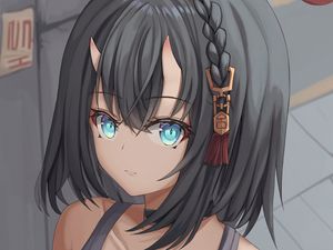 Preview wallpaper girl, demon, horns, glance, anime