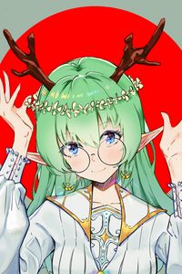 Preview wallpaper girl, demon, horns, glasses, smile, anime