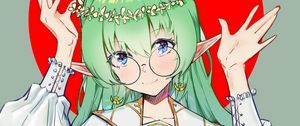 Preview wallpaper girl, demon, horns, glasses, smile, anime