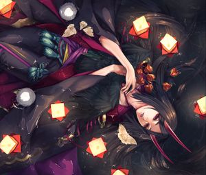 Preview wallpaper girl, demon, horns, anime