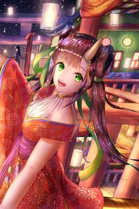 Preview wallpaper girl, demon, horns, holiday, anime, art