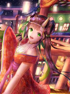 Preview wallpaper girl, demon, horns, holiday, anime, art