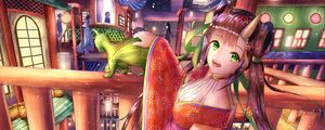 Preview wallpaper girl, demon, horns, holiday, anime, art