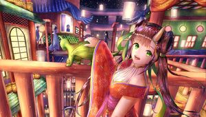 Preview wallpaper girl, demon, horns, holiday, anime, art