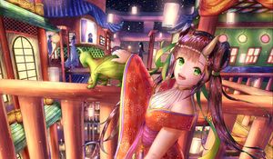 Preview wallpaper girl, demon, horns, holiday, anime, art