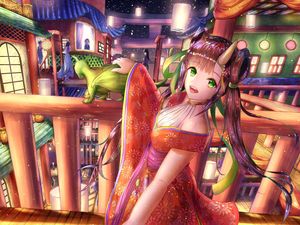 Preview wallpaper girl, demon, horns, holiday, anime, art