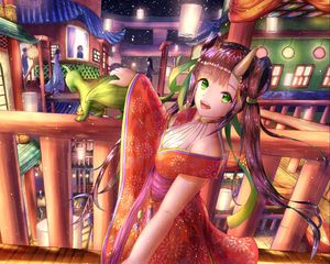 Preview wallpaper girl, demon, horns, holiday, anime, art