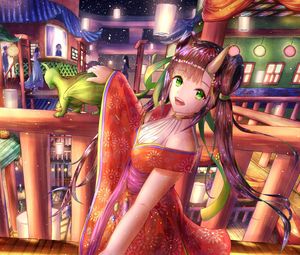 Preview wallpaper girl, demon, horns, holiday, anime, art