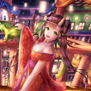 Preview wallpaper girl, demon, horns, holiday, anime, art