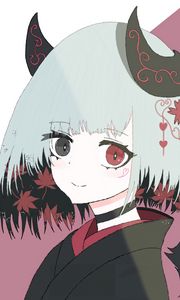 Preview wallpaper girl, demon, horns, kimono, anime