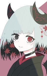 Preview wallpaper girl, demon, horns, kimono, anime