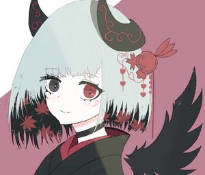 Preview wallpaper girl, demon, horns, kimono, anime