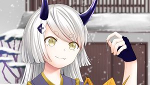 Preview wallpaper girl, demon, kimono, origami, anime