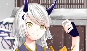 Preview wallpaper girl, demon, kimono, origami, anime