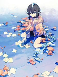 Preview wallpaper girl, demon, mushrooms, anime, art