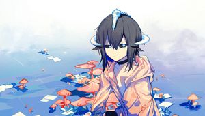 Preview wallpaper girl, demon, mushrooms, anime, art