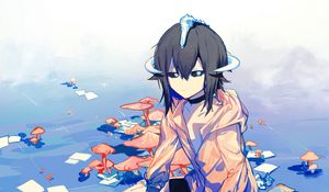 Preview wallpaper girl, demon, mushrooms, anime, art