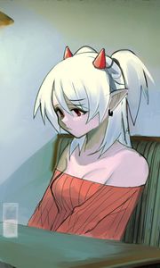 Preview wallpaper girl, demon, sad, anime, art