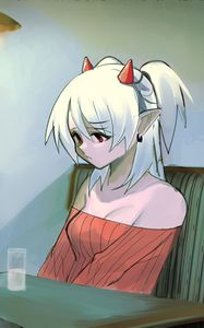 Preview wallpaper girl, demon, sad, anime, art