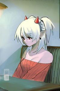 Preview wallpaper girl, demon, sad, anime, art