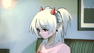 Preview wallpaper girl, demon, sad, anime, art