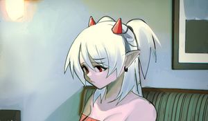 Preview wallpaper girl, demon, sad, anime, art