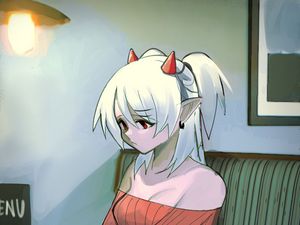 Preview wallpaper girl, demon, sad, anime, art