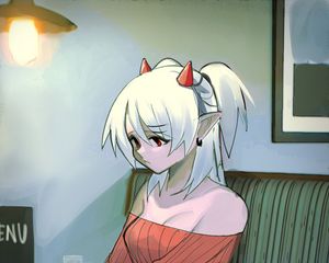 Preview wallpaper girl, demon, sad, anime, art