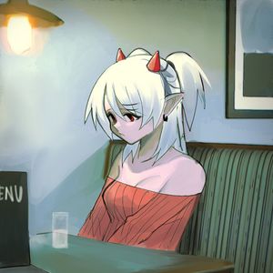 Preview wallpaper girl, demon, sad, anime, art
