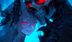 Preview wallpaper girl, demon, skull, anime, art, dark