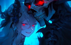 Preview wallpaper girl, demon, skull, anime, art, dark