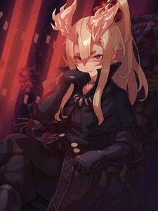 Preview wallpaper girl, demon, smile, anime, art