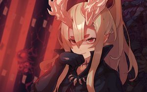 Preview wallpaper girl, demon, smile, anime, art