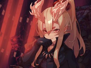 Preview wallpaper girl, demon, smile, anime, art