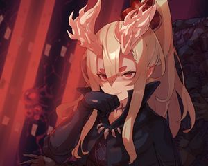 Preview wallpaper girl, demon, smile, anime, art