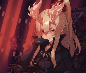 Preview wallpaper girl, demon, smile, anime, art