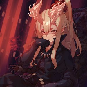 Preview wallpaper girl, demon, smile, anime, art