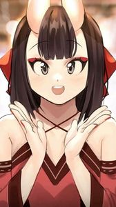 Preview wallpaper girl, demon, smile, gesture, anime