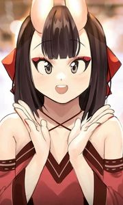 Preview wallpaper girl, demon, smile, gesture, anime