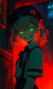Preview wallpaper girl, demon, teeth, art, anime