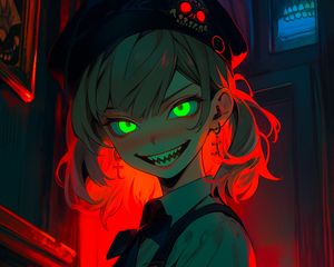 Preview wallpaper girl, demon, teeth, art, anime