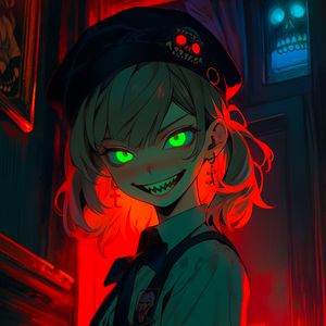 Preview wallpaper girl, demon, teeth, art, anime