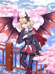 Preview wallpaper girl, demon, wings, anime, art, cartoon