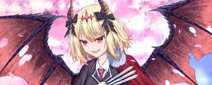 Preview wallpaper girl, demon, wings, anime, art, cartoon