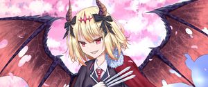 Preview wallpaper girl, demon, wings, anime, art, cartoon